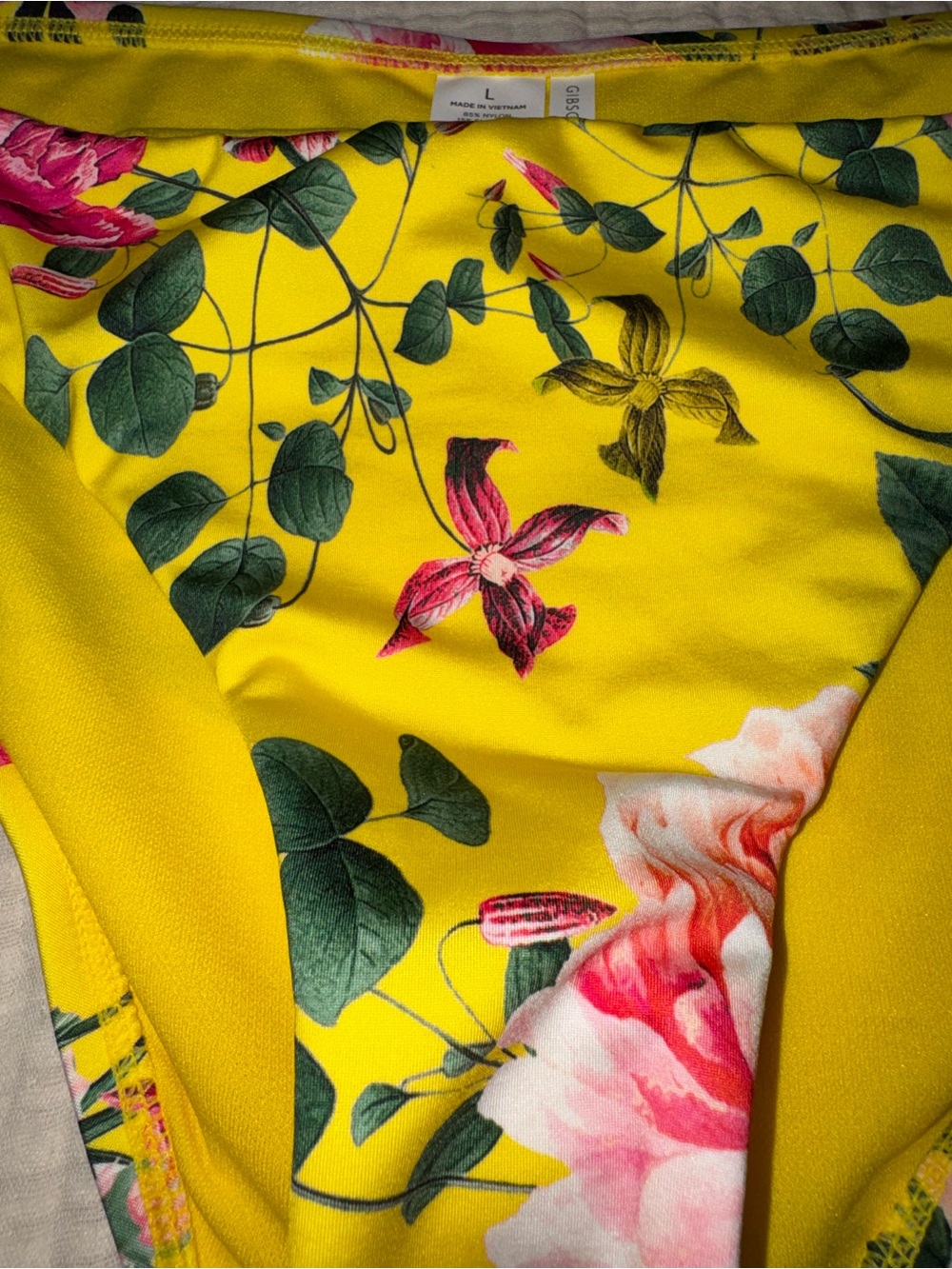 🌼 Gibson & Latimer Floral Bikini Bottoms – Yellow Tropical Swim - Picture 2 of 5